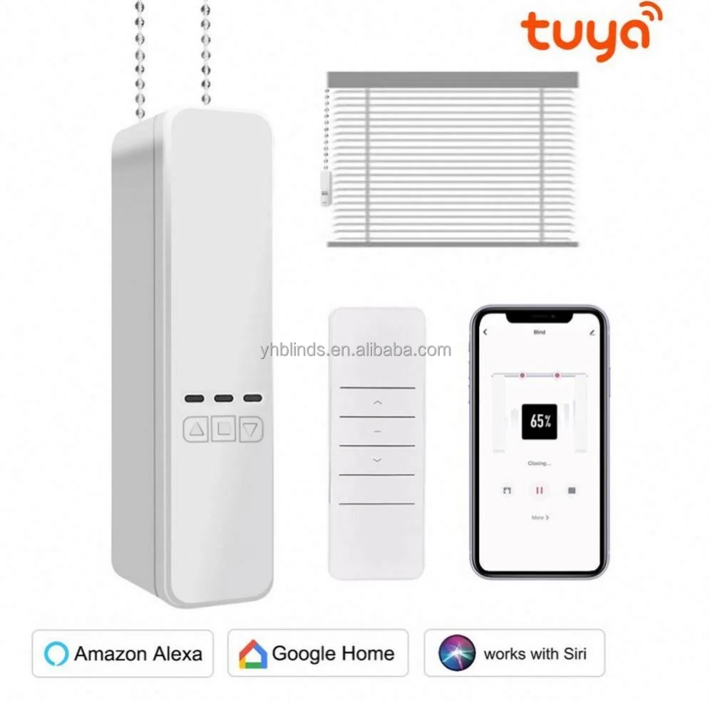 TUYA Wifi Home Electric Remote Control Roller Shades Curtain  Blind Motor Smart Curtain Drivers With Google Alexa Voice Enabled