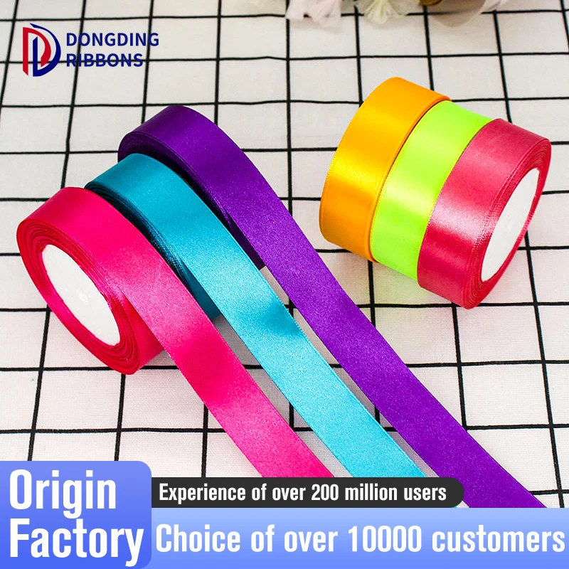 Wholesale Ribbon Mix 196 Colors 1 Inch 2.5cm Satin Ribbon For Fruit Packing