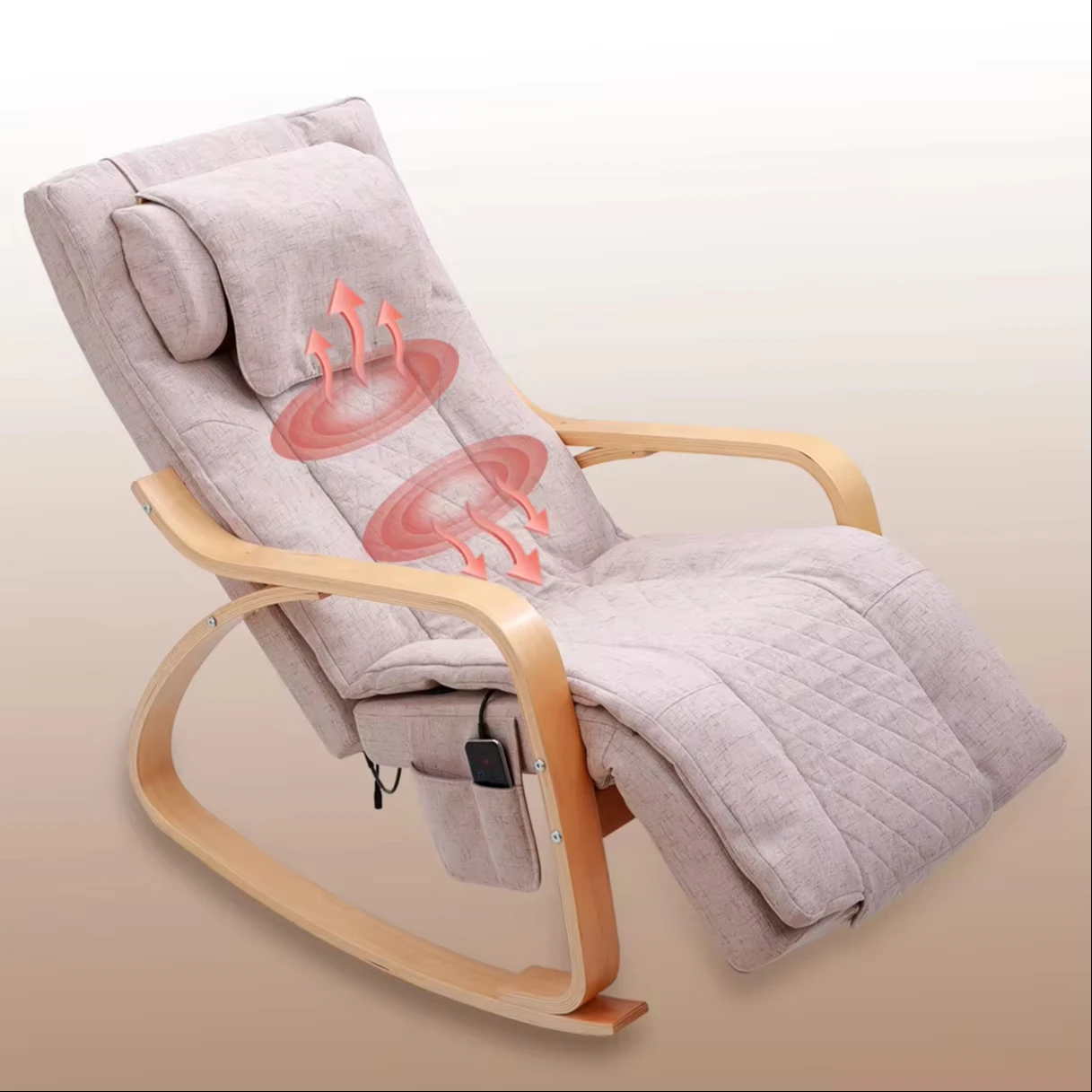 GUOHENG factory sale Living Room Furniture Luxury Wooden relaxer recliner rocking chair with massage