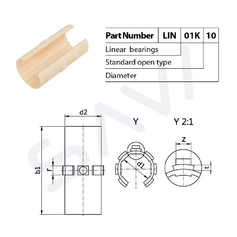 Stock LIN-01K Standard Open Type Long Sliding Film Plastic Linear Bearing