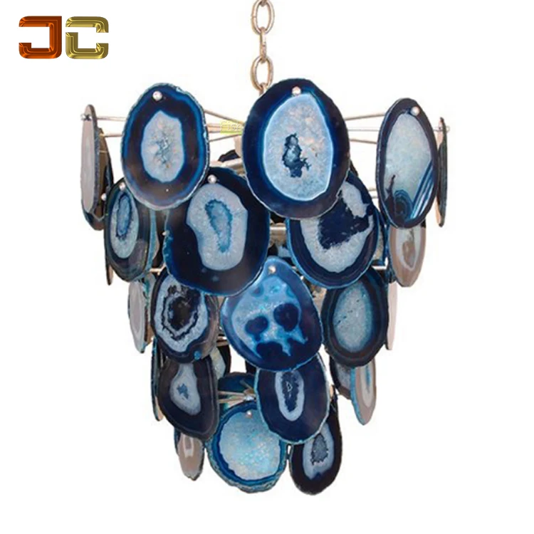 Светильник JC в современном стиле, Золотая люстра цвета индиго, синего агата, бирюзовая подвеска в виде ракушки