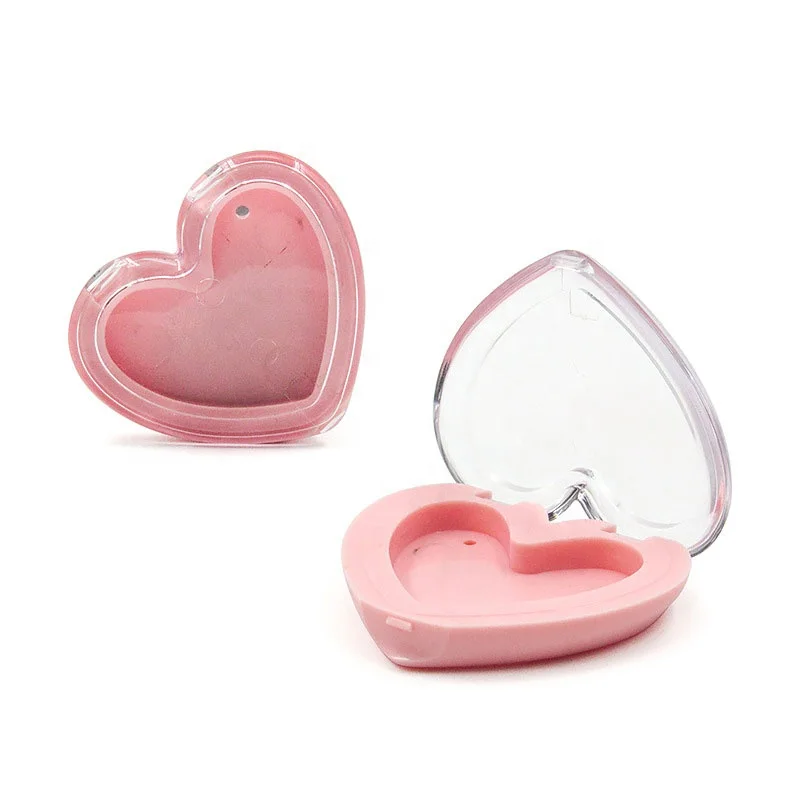 
High Quality Heart Shape Plastic Portable Powder Box Mini Eye shadow Blush Box With Makeup Mirror 