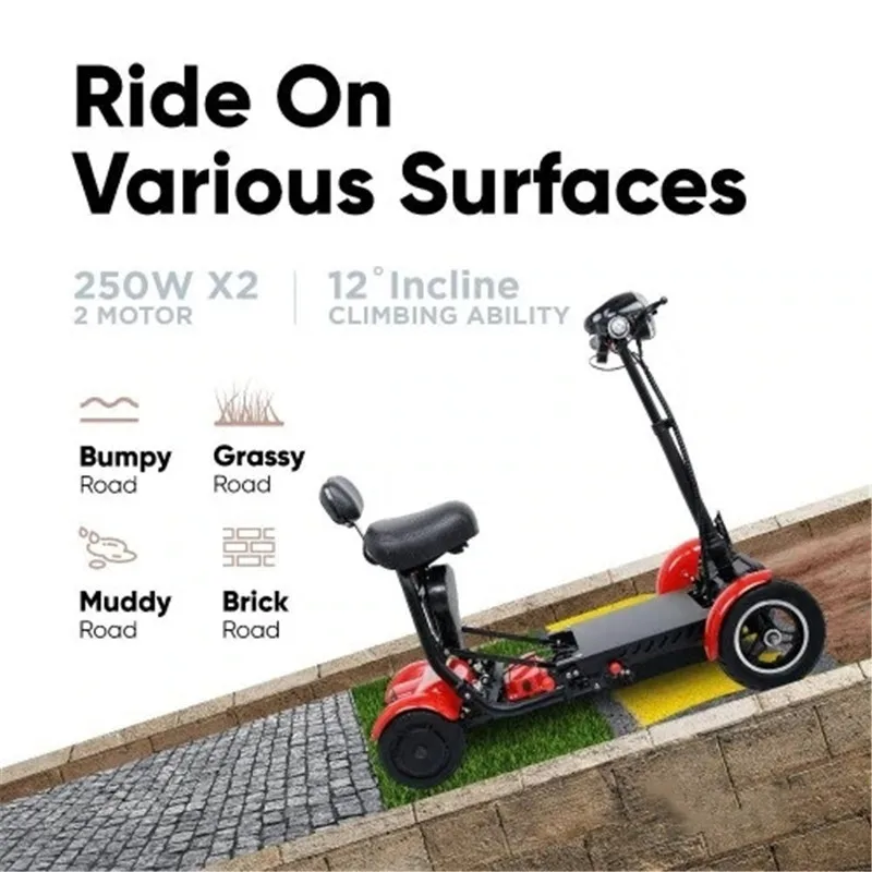 Travel 4 Wheel Mobility Scooter 24 V Motor Controller Electric All Terrain Powerful mobility Scooter for Seniors Disabled