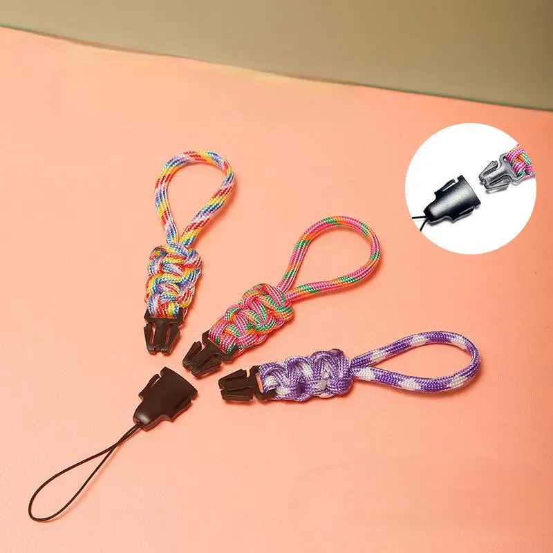 Braided  chain lanyard wrist strap earphone USB flash drive water cup key chain anti-loss lanyard short ring buckle pendant