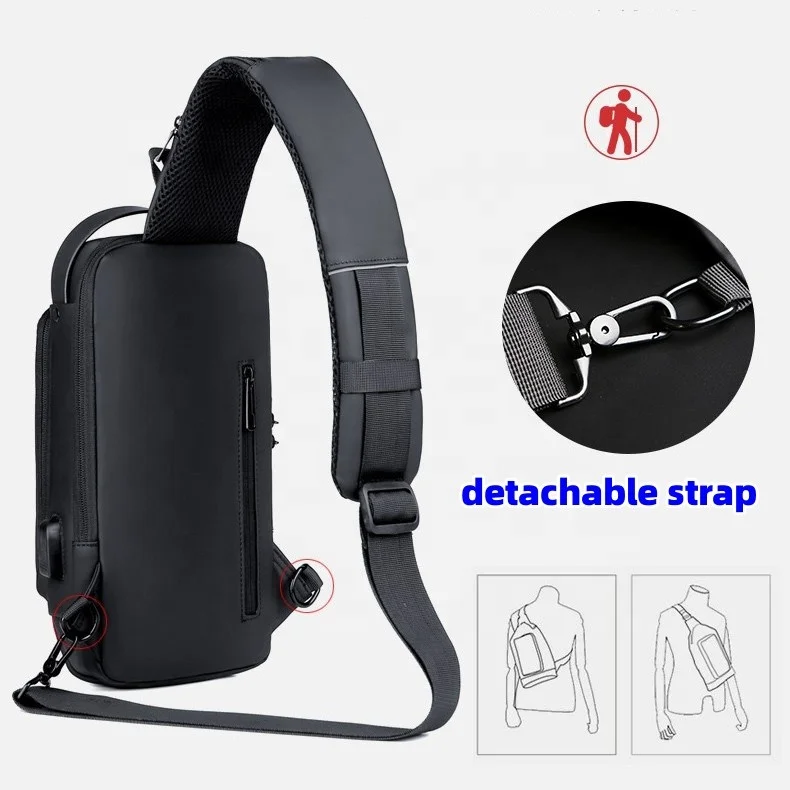Best Selling Fashion Waterproof Motorcycle Anti-theft Chest Bag USB Men Crossbody Sling Bag Men Crossbody Bag For Men