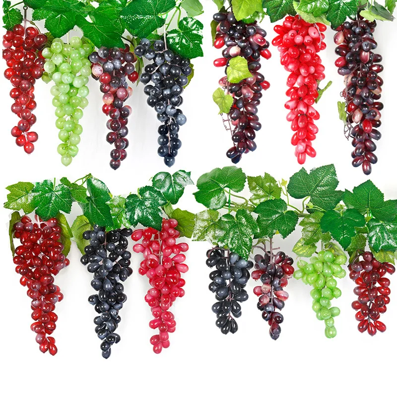 Crafts Realistic Fantasy Faux Fake Fruits Artificial Grape Bunch cluster For House Wedding Party Decoration