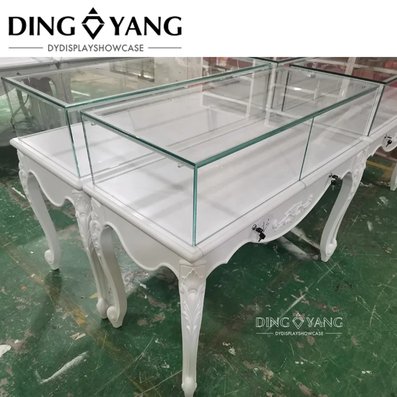 Strength Manufacturer Custom  High End Premium Glass Jewelry Showcase With Lighting , Ships Fully Assembled Lockable