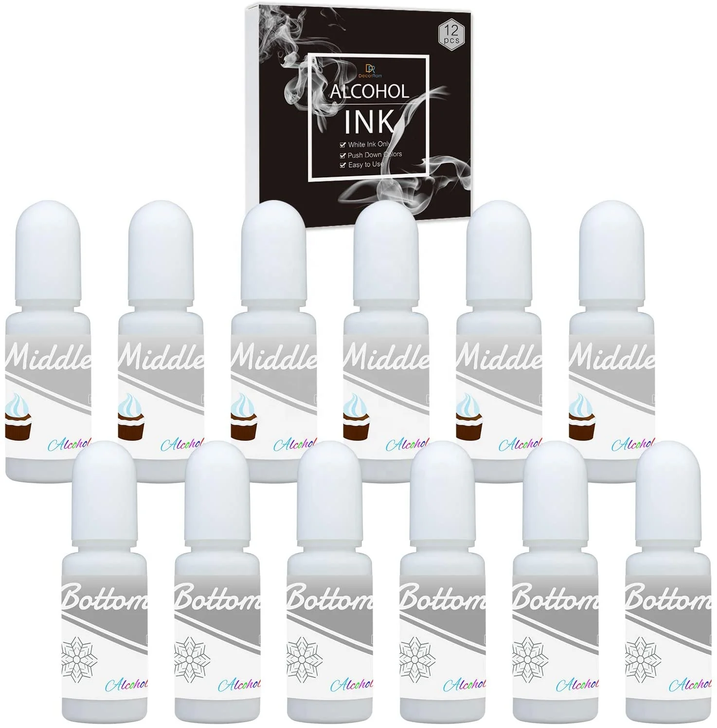 White Alcohol Ink Set 2 Type White Color Alcohol-Based Ink for Resin Petri Dish Making Epoxy Resin Color Pigment