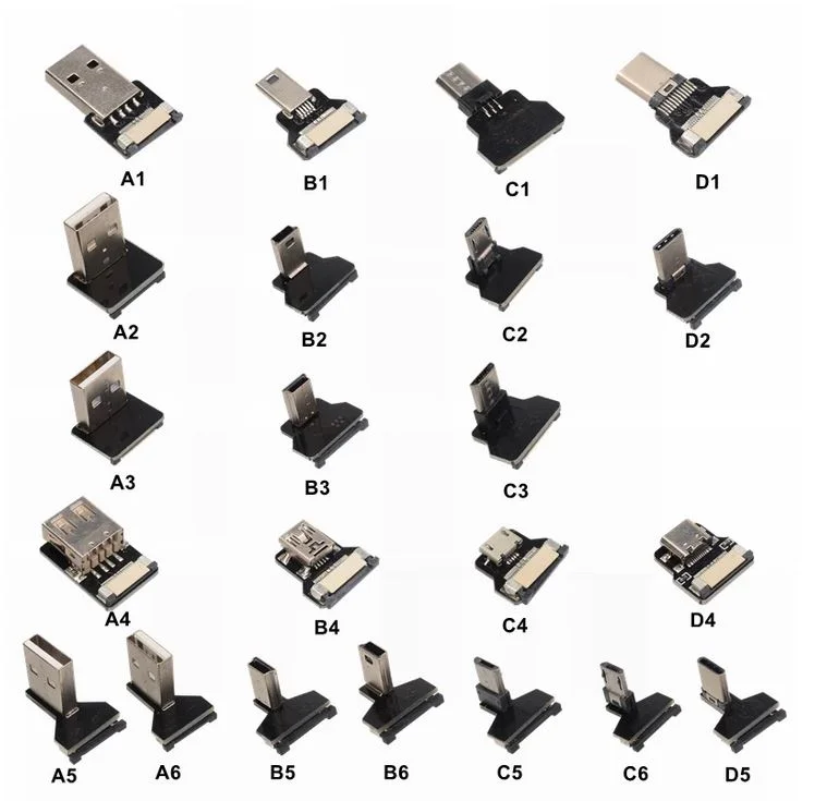 FPC usb cable  Top angle Mini usb Male to USB A Male ultra thin flex cable