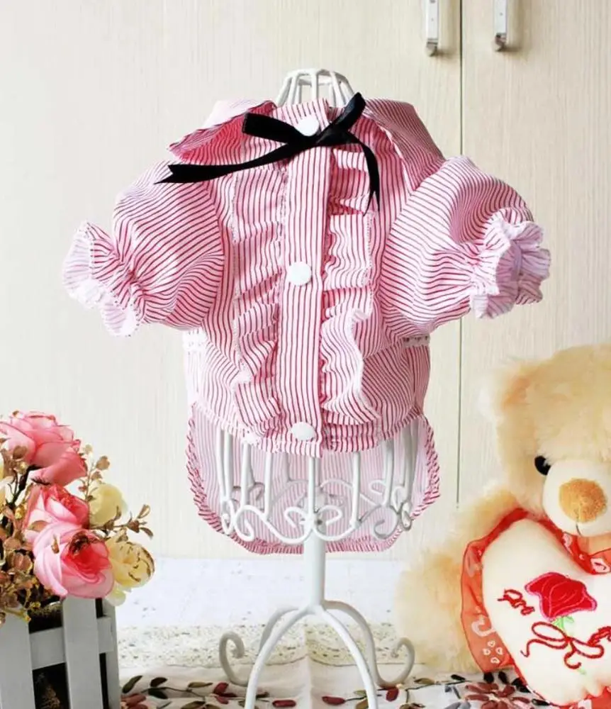 Ropa Para Mascotas De Perro Fashion Spring Summer Pet Dog Clothes Cute Plaid Pattern Puppy Dog Cat T-Shirt Dress