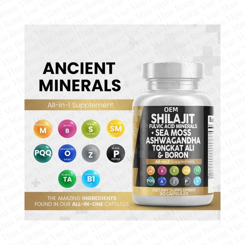 Factory Price Himalayan Shilajit Pure Organic Himalayan Ashwagandha Complex Capsule With Sea Moss Tongkat Ali And Falvic Acid