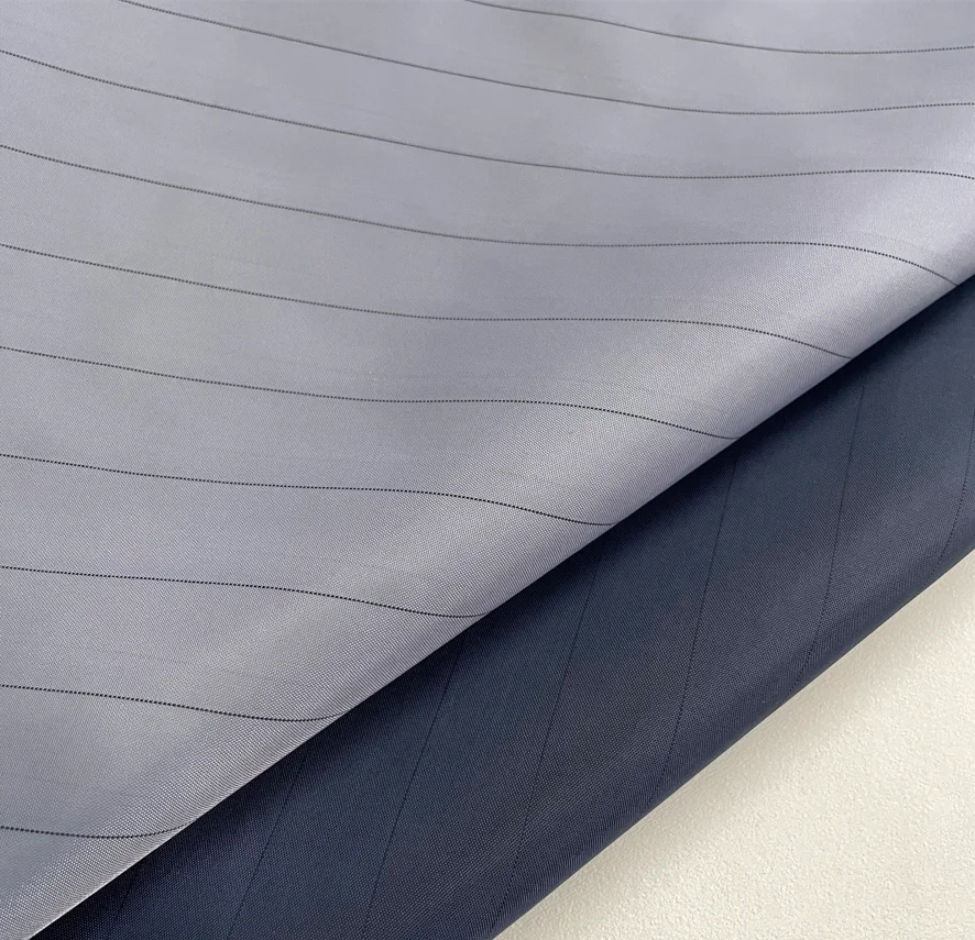 Lightweight soft 100% polyester satin and print taffeta Striped woven fabric 60gsm/ lining fabrics  Anti-static fabric