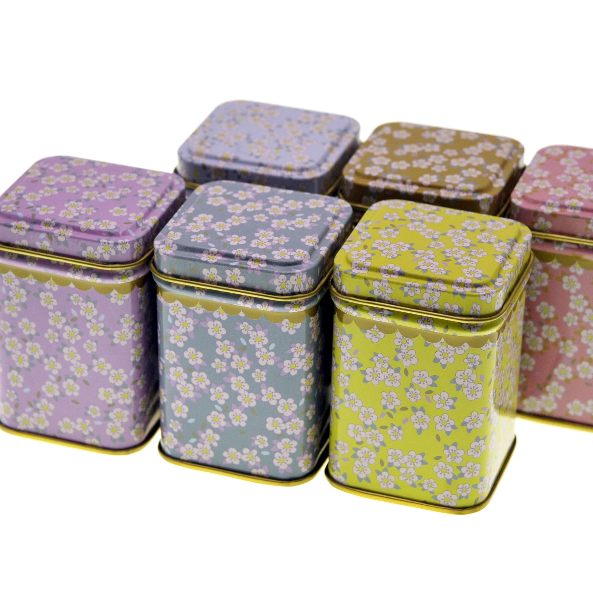 OEM customized empty metal tin box small square tea tin container