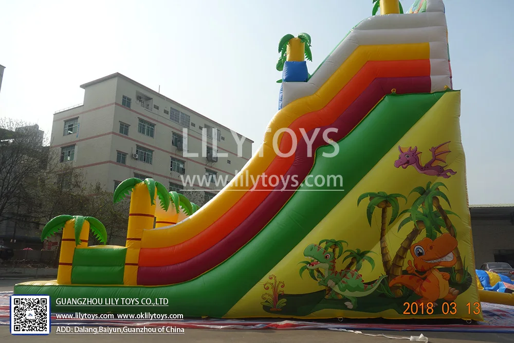 Popular Dinosaur inflable slide, coconut climbing slide with factory price, kind jumping slide for kids party/event