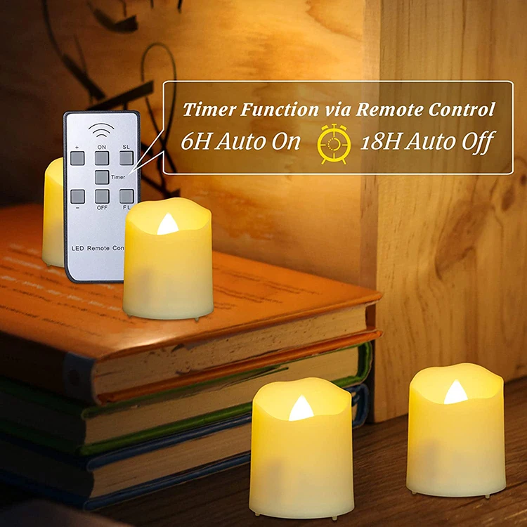 6pcs/set Flameless Tea Light Remote Control Daily Timer Mini LED Candle Light Rechargeable LED Candles Tea Light Flickering