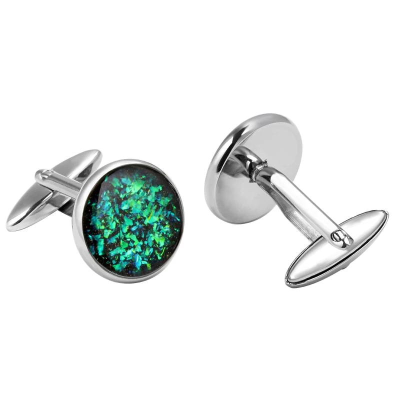 Top selling engravable stainless steel with dry flower shirt cufflinks for men