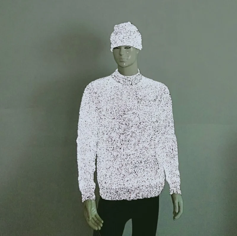 2024 latest fashion winter high visibility light reflective hi vis thread yarn knitted warm sweater