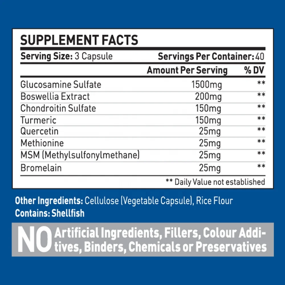 All Natural Healthcare Supplement Joint Supplement 1500mg Glucosamine Chondroitin Capsule