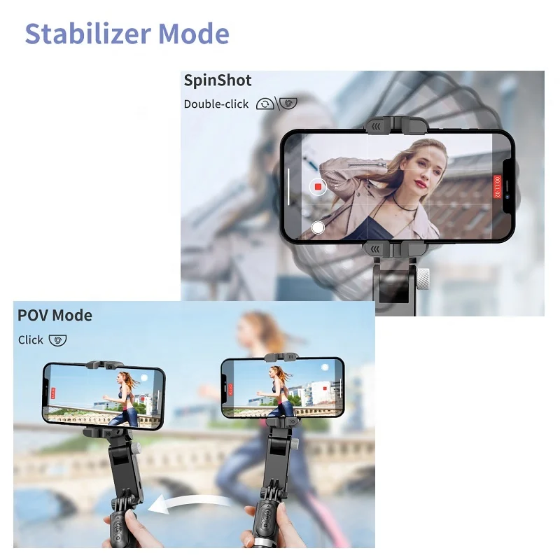 Amazlife 2023 New Smart Shooting Q18 Monopod Selfie Stick Tripod with Gimbal Stabilizer for Smartphone