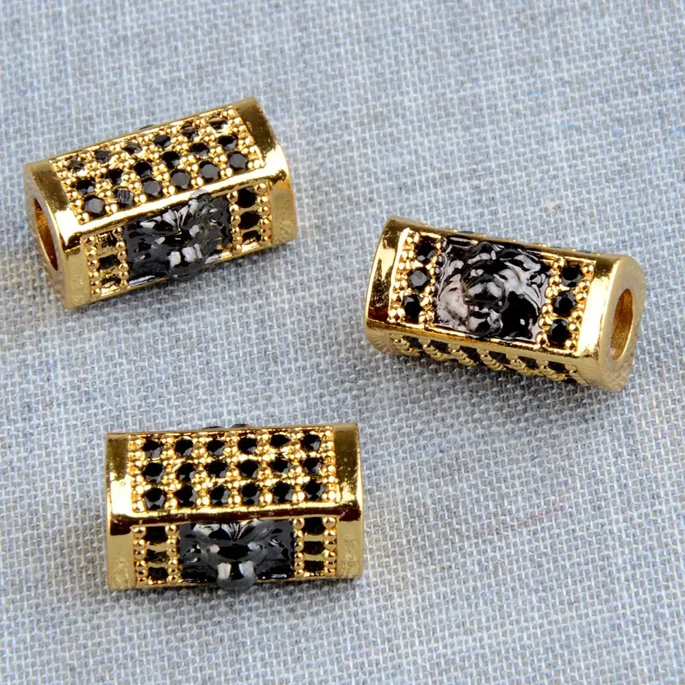 Vintage Cuboid Big Hole Lion Charms Gold Silver Plated Alloy Animal Spacers Beads For Bracelet Jewelry Making