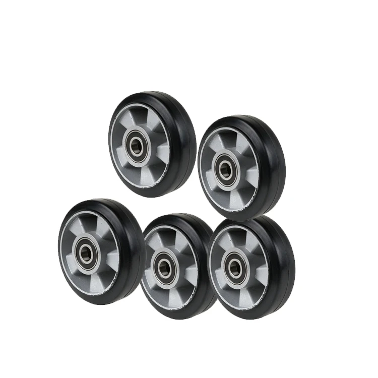 
4 5 6 7 8 inch Promotional artificial rubber wheel heavy duty furniture grey fixed caster wheel with brake 