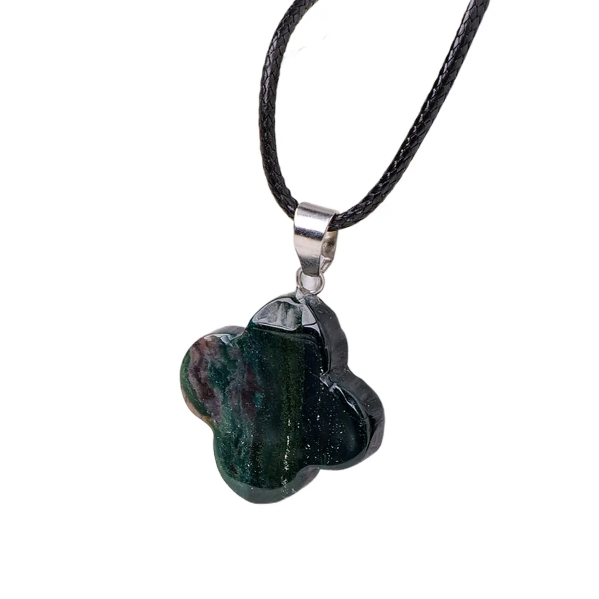 Wholesale Natural Crystal Gemstone Four Leaf Clover Crystal Lucky Pendant Clover Pendant Crystal Flower Pendant For Gifts