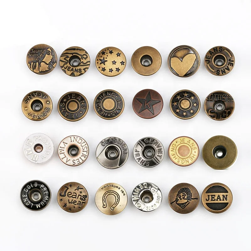 Jean Button Hot Sale Custom Logo Embossed Engraved Metal Denim Jeans Button