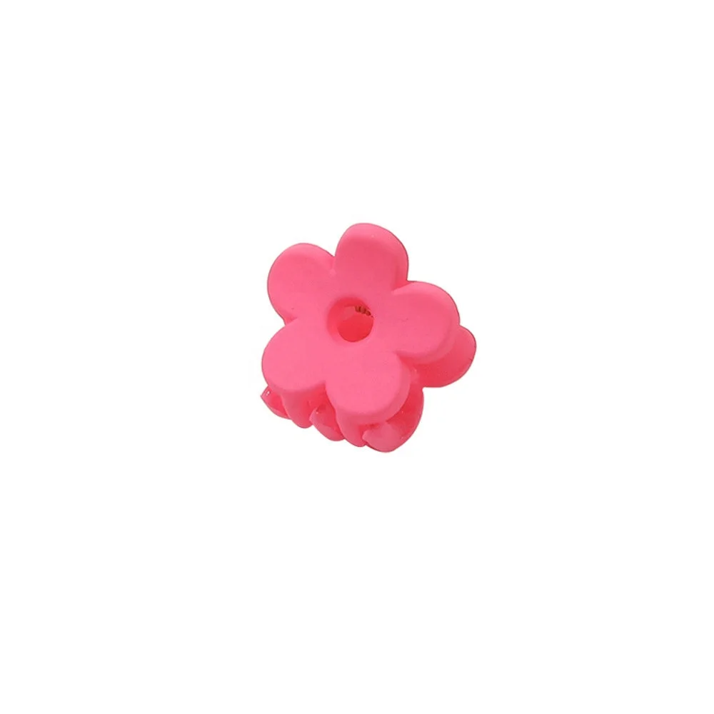 Ziming New 2 CM Cute Mini Flower Shape Matte Acrylic Hair Claw Frosted Solid Colors Small Size Shark Teeth Plastic Hair Clips