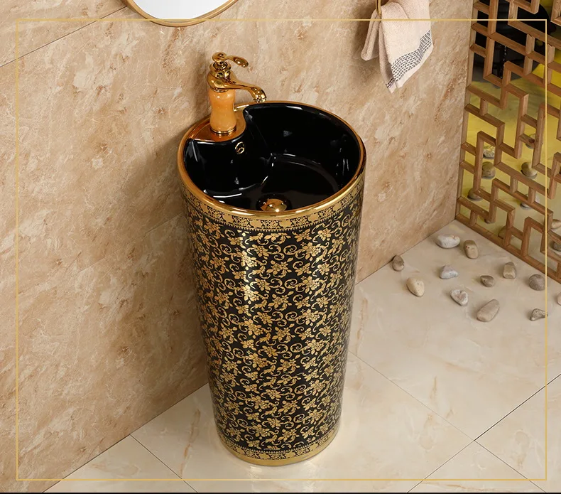 KD-01GPD Set Customized Golden Design Tangshan Sunrise Ceramic Toilets Black Color Glazed Ceramic One Piece Toilet with Basin