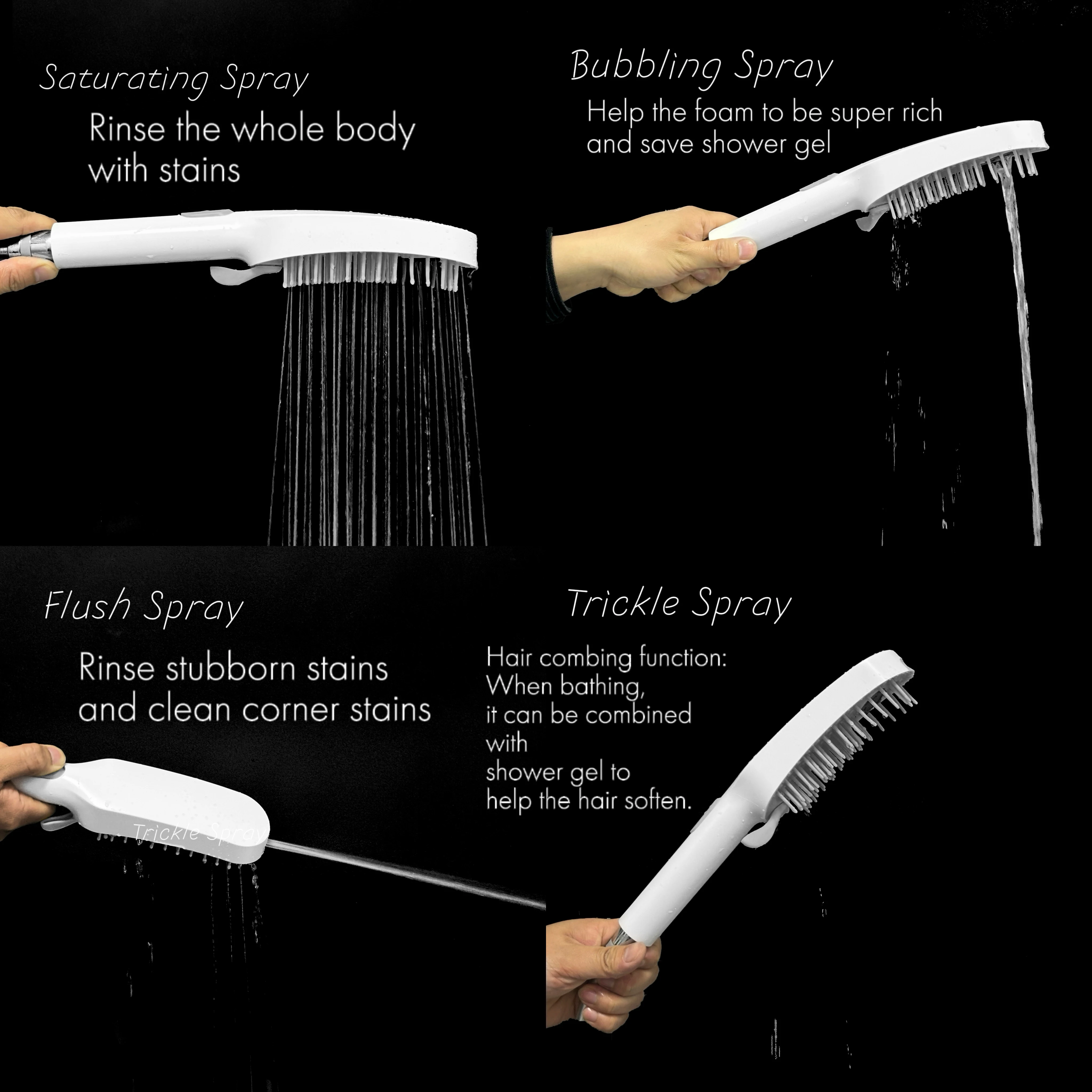 4 Functions Professional Dog Shower Head Dog Shower Attachment Indoor Outdoor Dog Bath Wand Sprayer