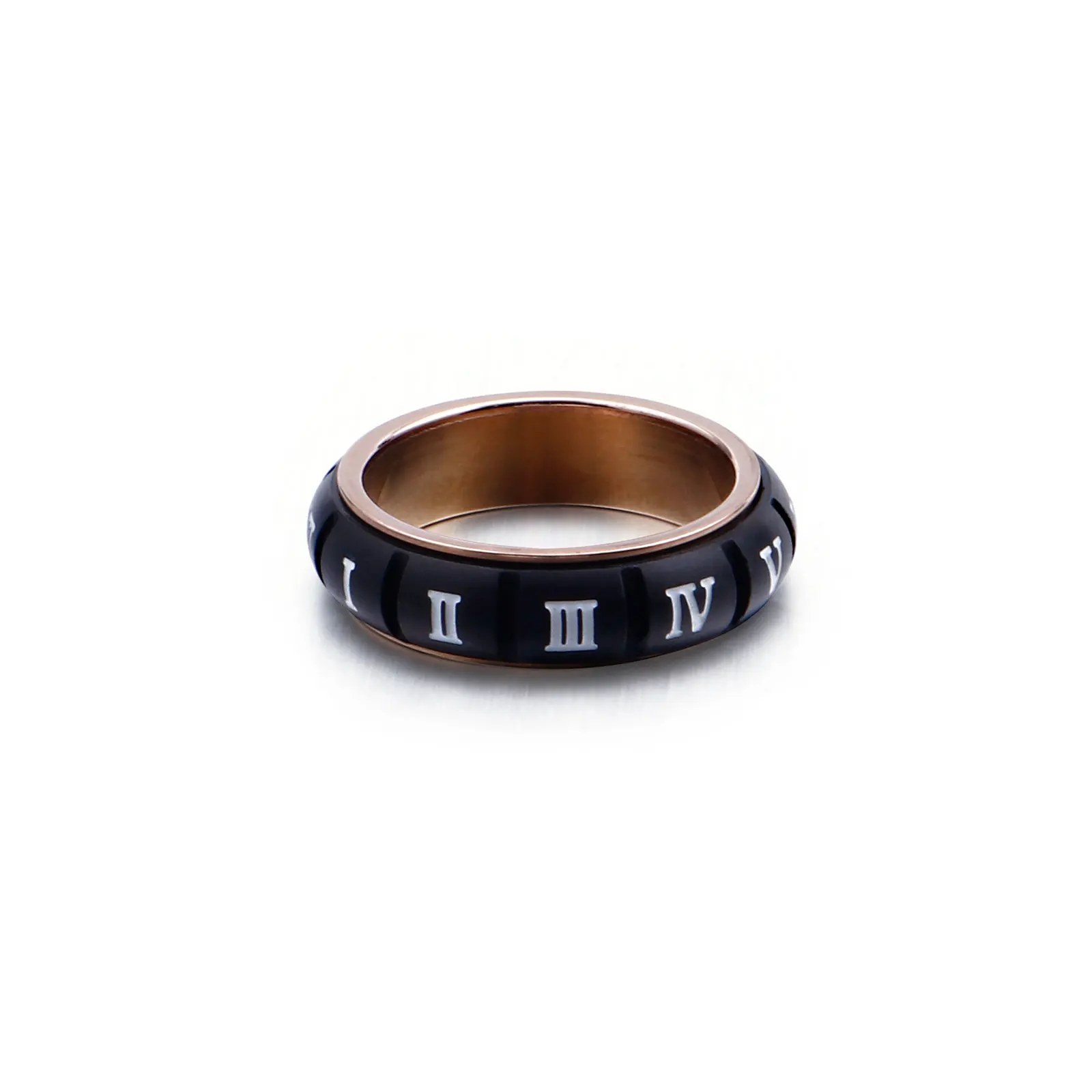 KALEN Roman numeral stainless steel rotatable rings men