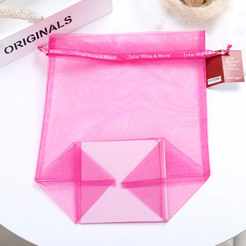 Gold Card Gusseted Square Bottom Organza Drawstring Pouch Bottom Organza Pouch Gusseted Organza Pouch