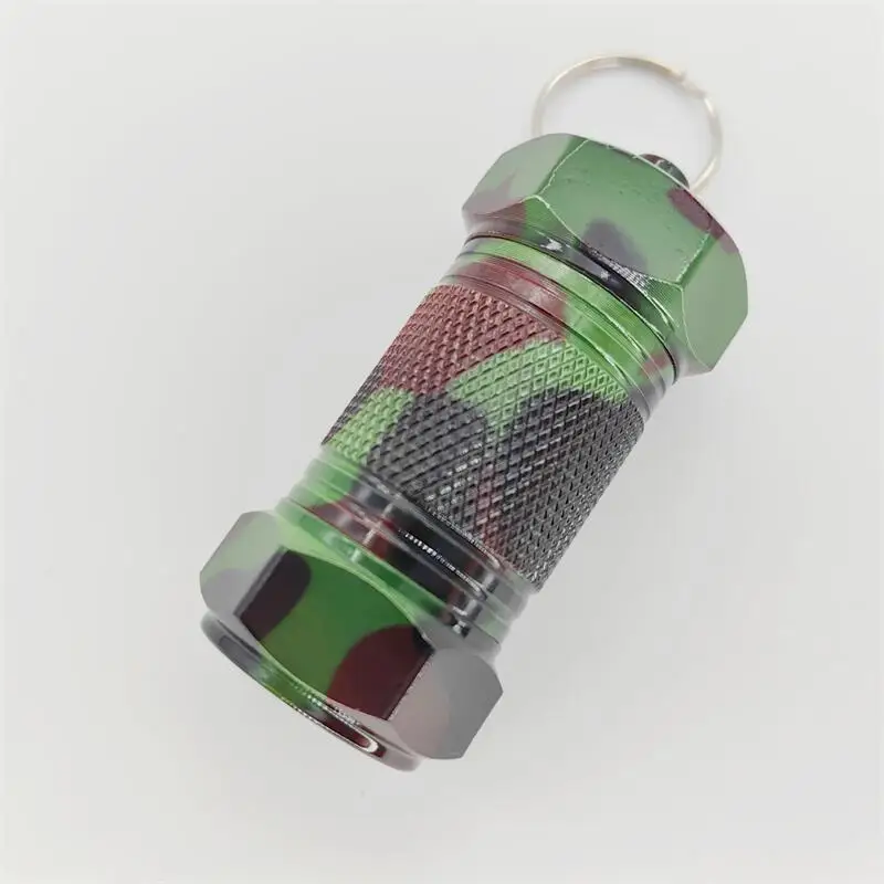 -JKYP-006  aluminum  capsule shaped pill box waterproof travel round designer keychain mini pill