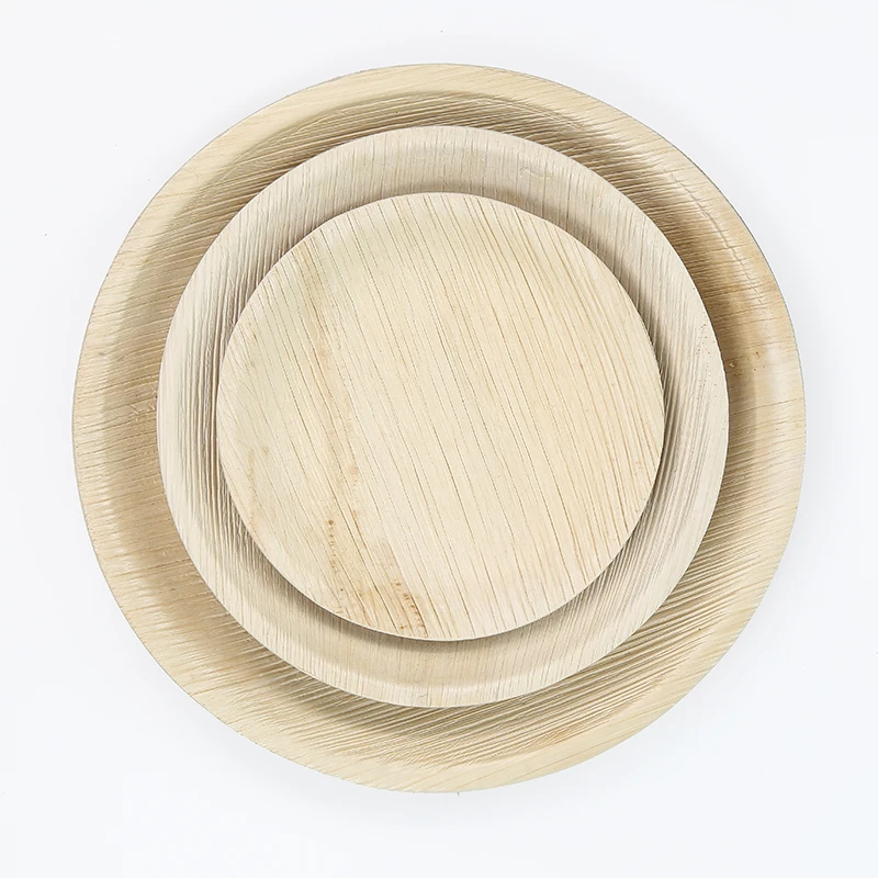 Eco disposable compostable 7 10 12 inch areca palm leaf food plates
