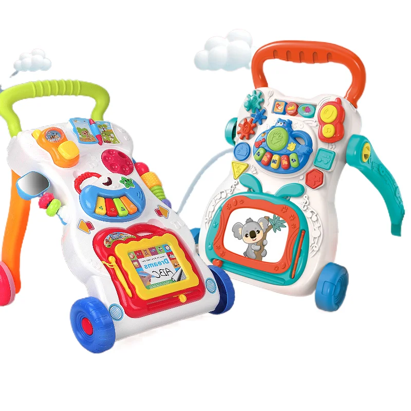 Hot Sale Multi Functional Musical Infant Educational Toy With Painting Board Gear Games Learning To Walker Push Baby Walker