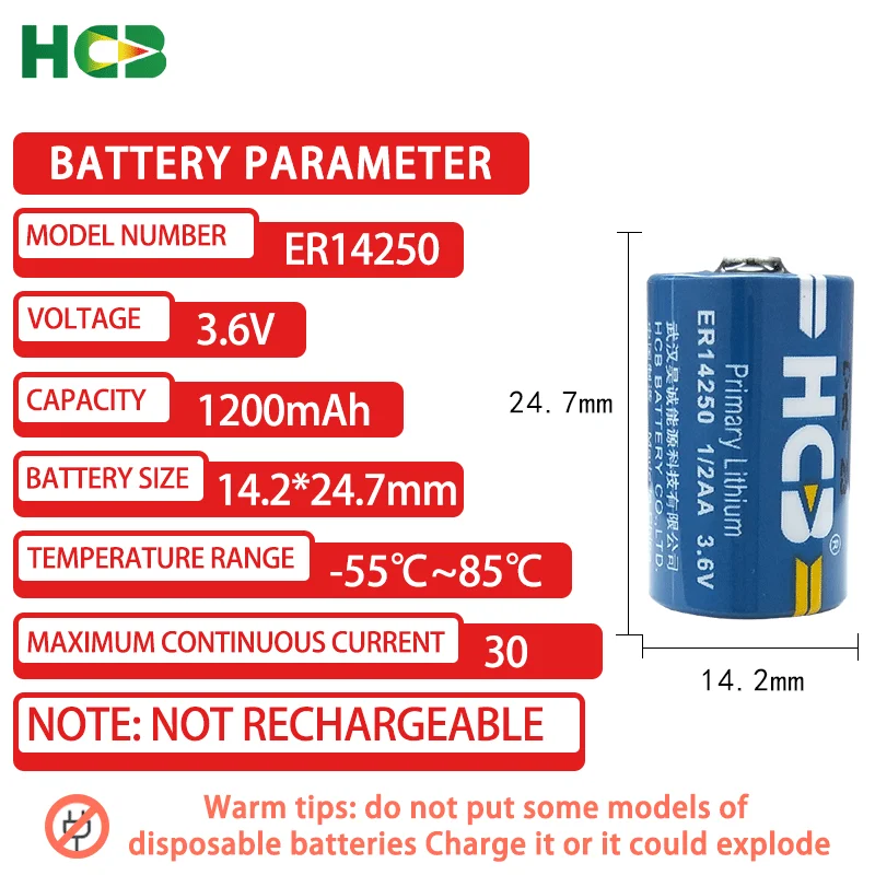 HCB ER14250  3.6V Lithium Battery Add Connector ETC And Machine Tools PLC CNC machine tools LS14250