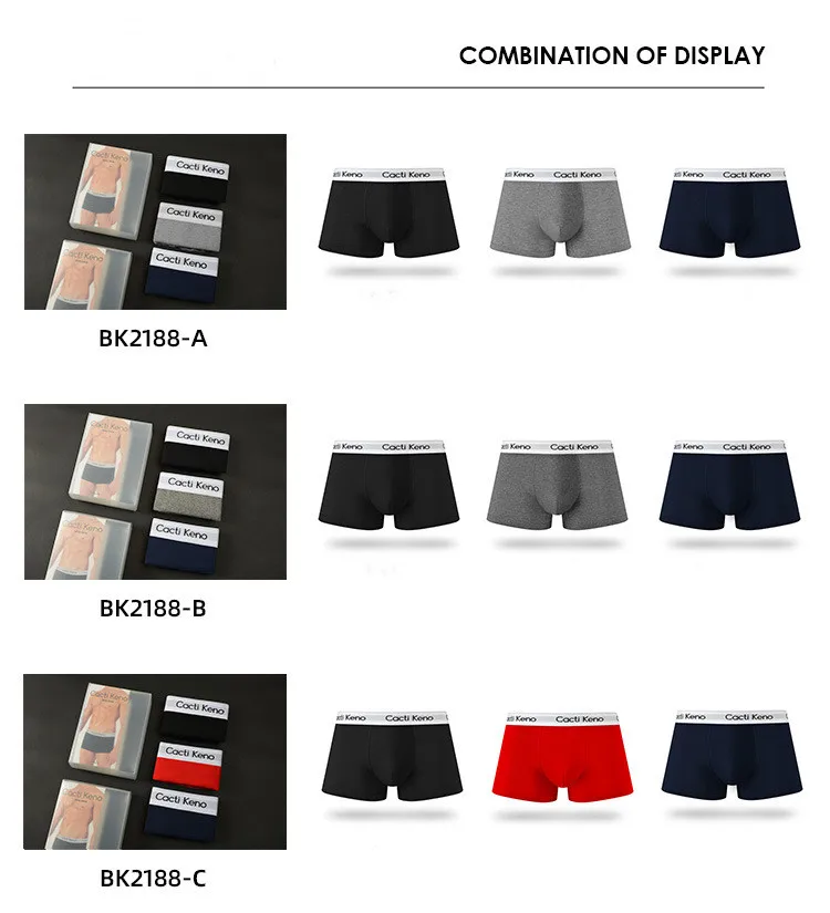 Stocked Men Underwear Cotton Mid-waist Boxer Briefs Breathable Solid Color Large Size Man Boxer Shorts For Wholesale