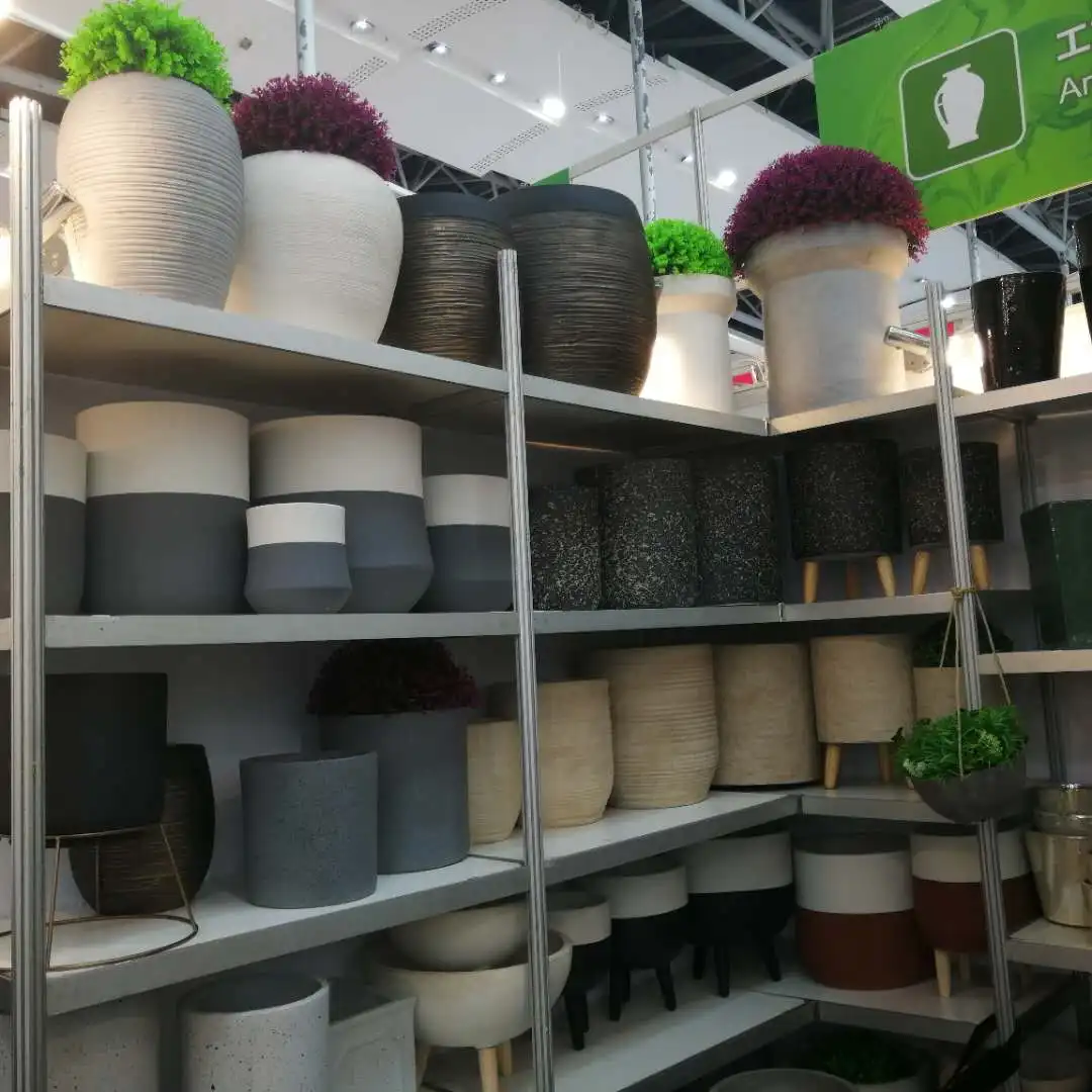 Textured Round FIBERSTONE Pot  for yard or hotel use