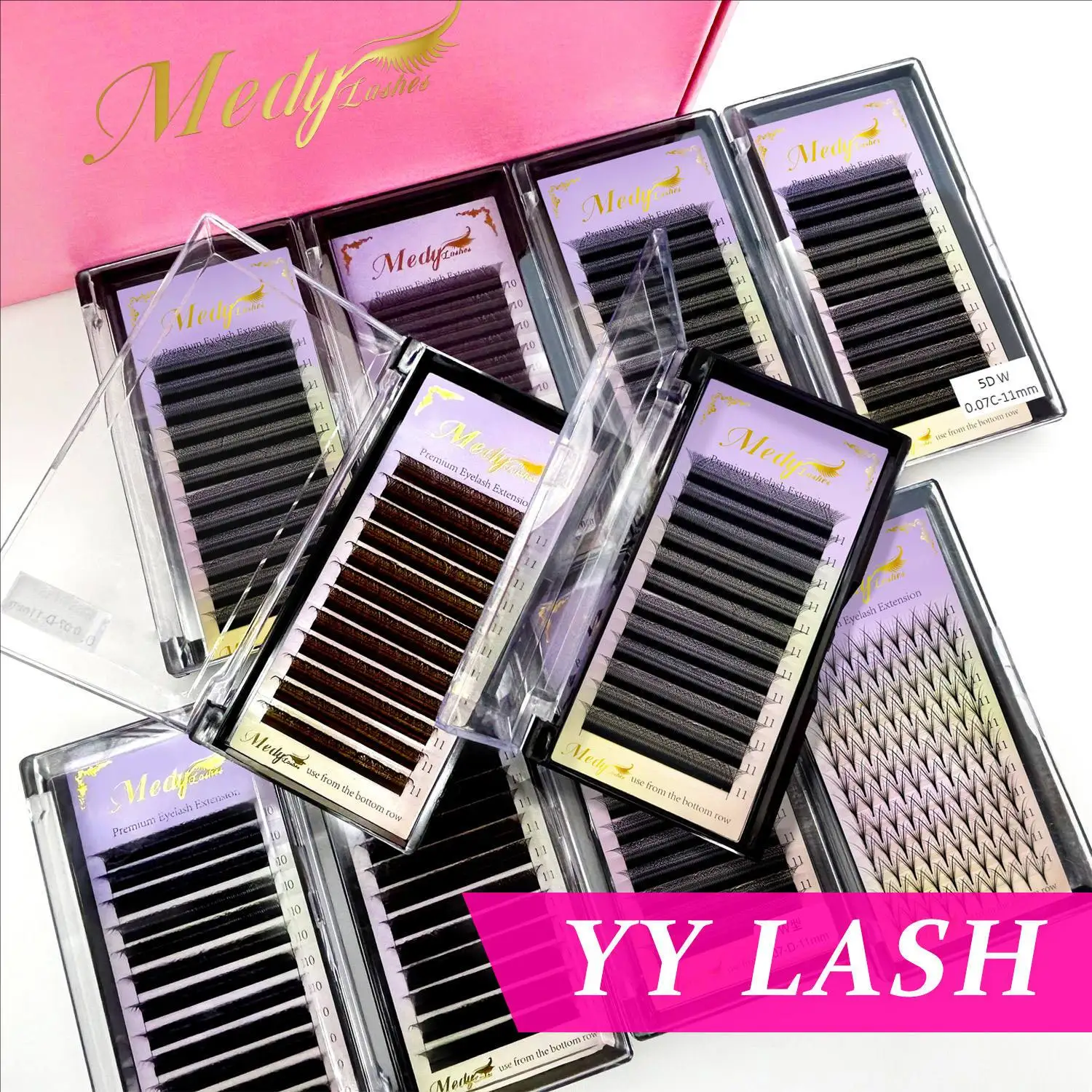 Wholesale 3D W Yy Shaped Faux Lashes Extension 6D W Clover Fan Eyelashes Extension False Mink C D Curl W Eyelashes Cilios