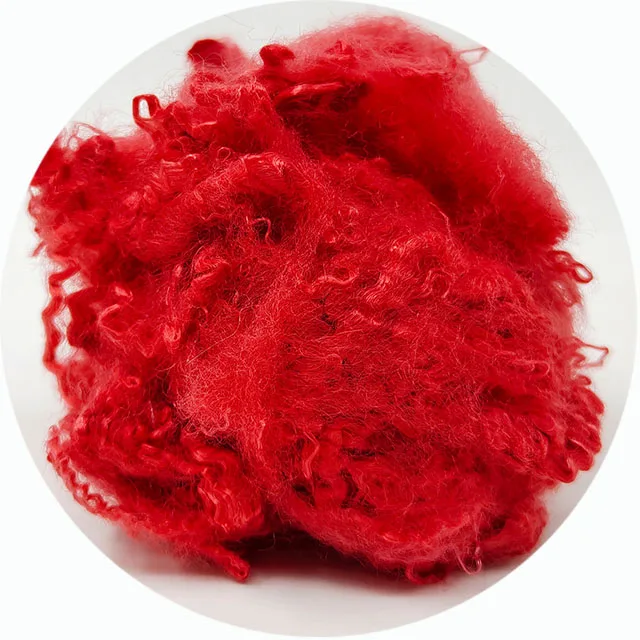 Dyeable 1.2D 51MM Red Polyester Fiber for Spinning Yarn
