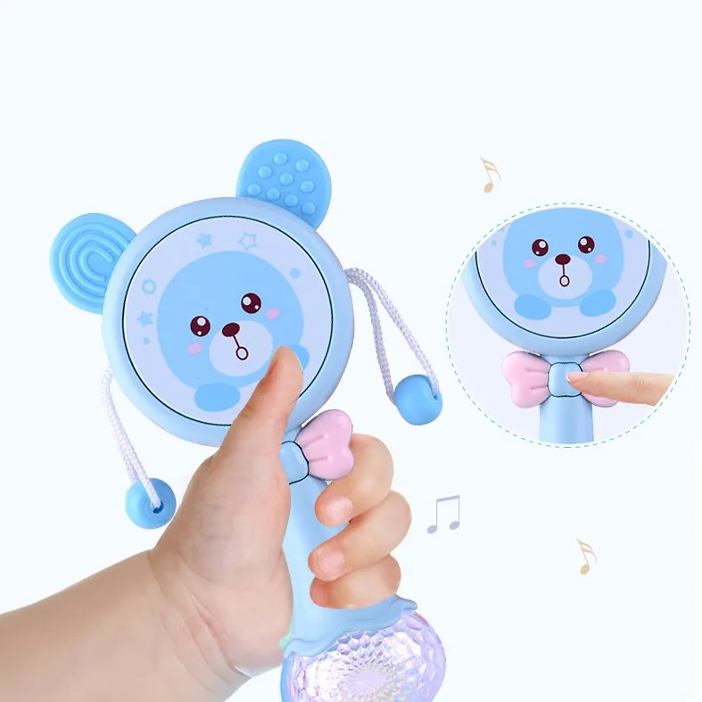 Rattles Infant Development Intelligence Toys Shake Grasp Rattle Pacify Toys Baby Stick Hand Rattle Teething  With Light Music