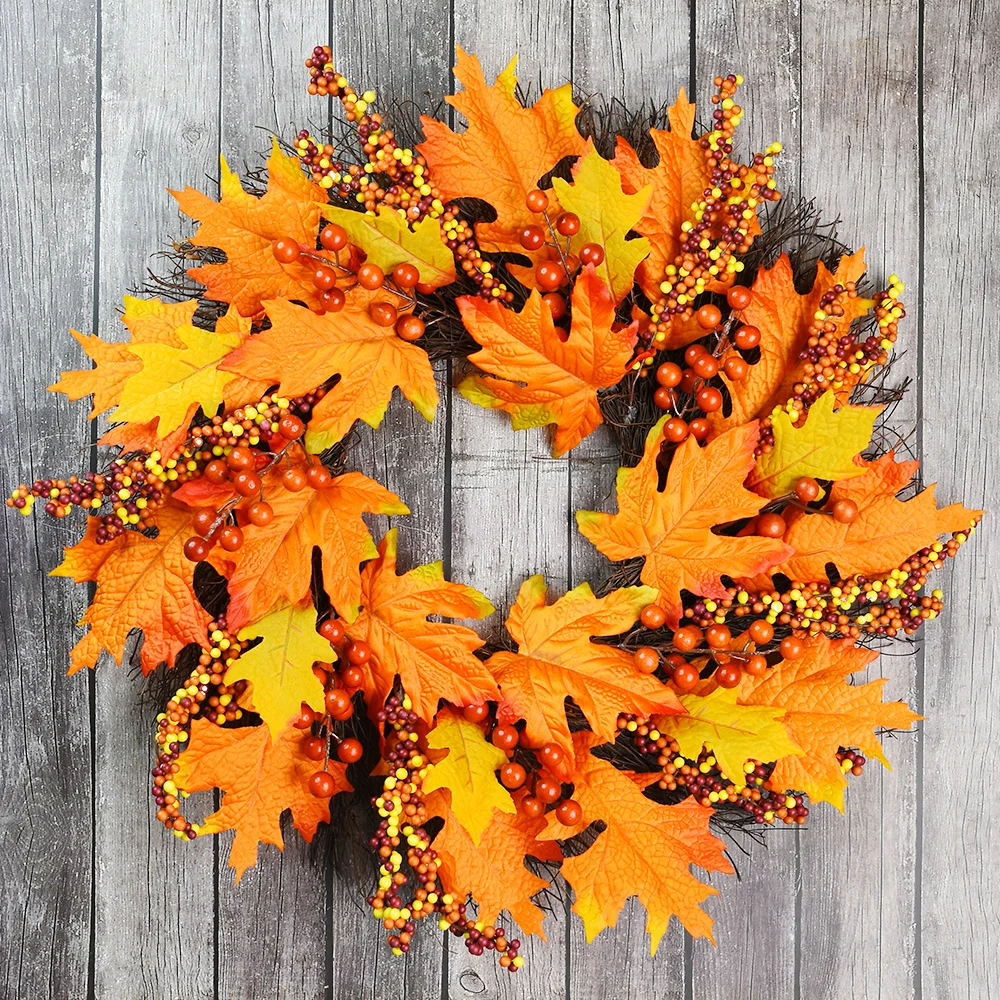 Autumn Thanksgiving wreath simulation maple leaf wreath ornament living room hanging decoration mall scene layout wreath