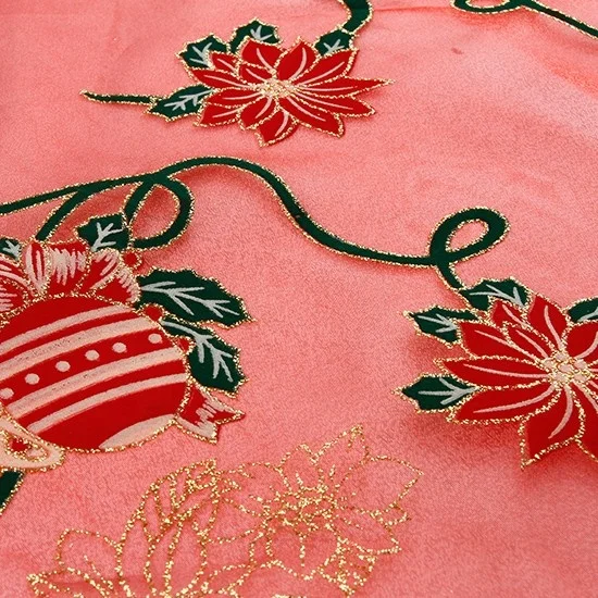 China supplier organza foil glitter metallic print nylon net fabric for christmas celebrate