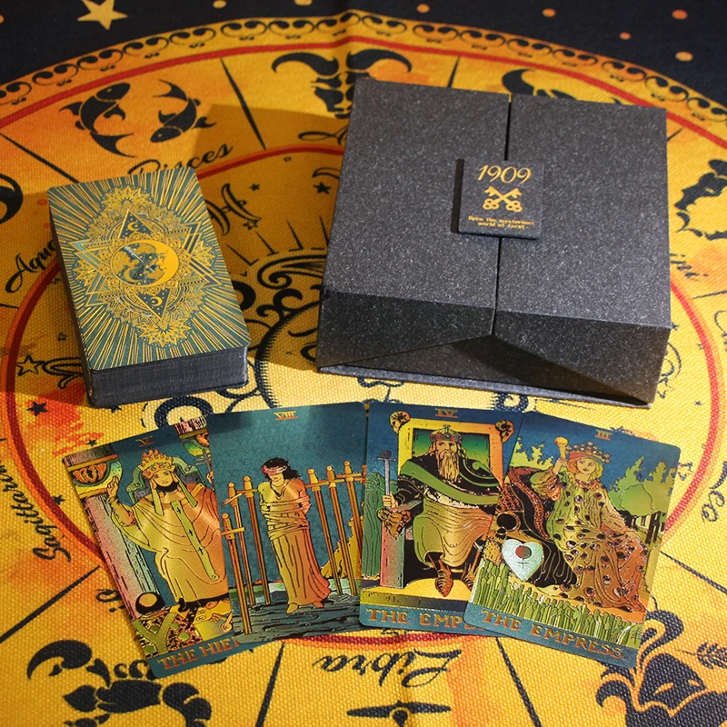 New High Quality Gold Foil Tarot Set Plastic12 X7cm PVC Tarot With Color Changing Printing