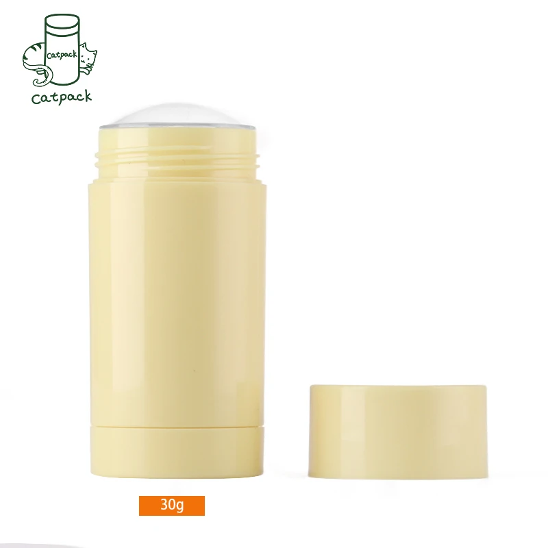 Custom Empty Round Twist Tube Bottom Filled Solid Fragrance Beige Yellow 1oz Deodorant Stick Container Packaging 30ml