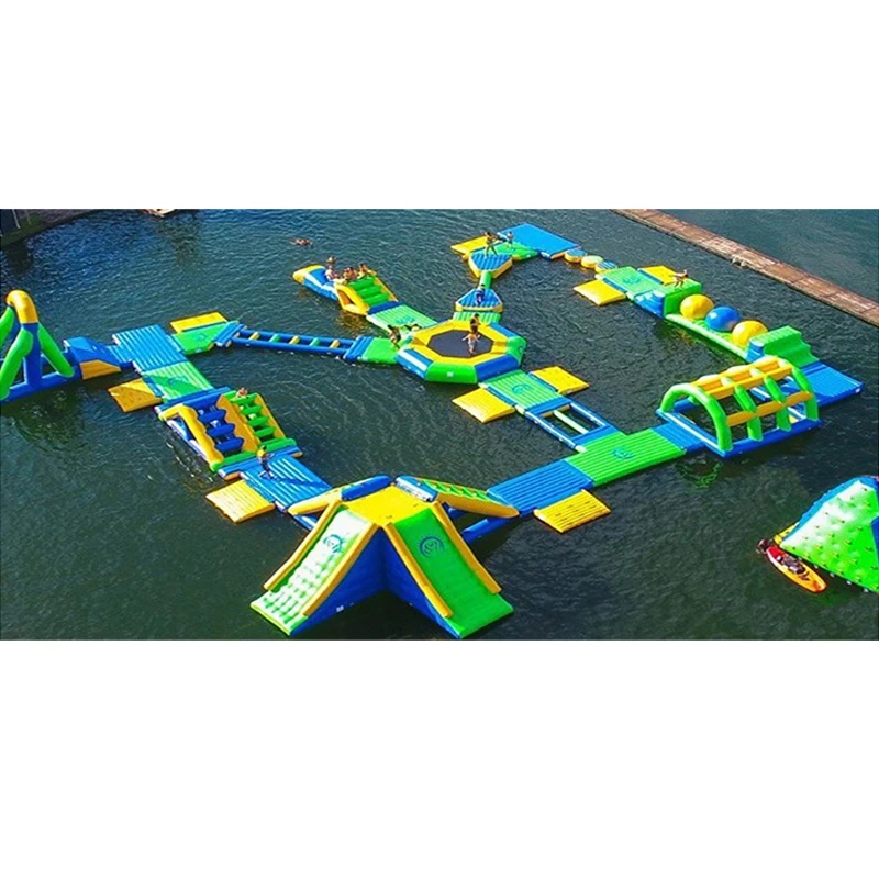 Commercial Inflatable Water Play Equipment Park Floating Island Inflatable Aqua Park With Water Slide Obstacles Course Games