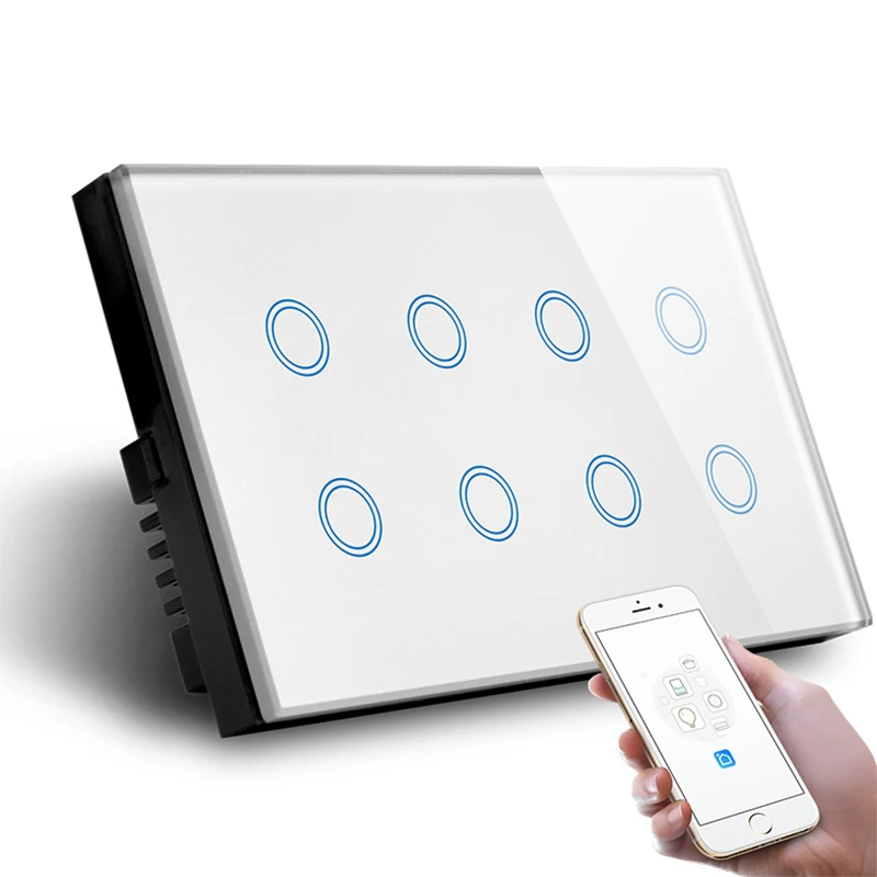 Infrared Sensor No Need to Touch Glass Screen Panel EU UK Neutral Wire 110V- 220V 10A Electrical Power smart Wall Switch