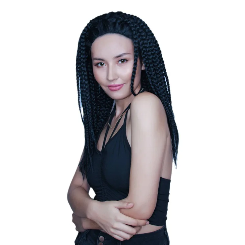 
2021 Amazon Explosive Dirty Braid Two-Strand Three-Strand Black Wig European and American African Factory Dire closures cos wome 