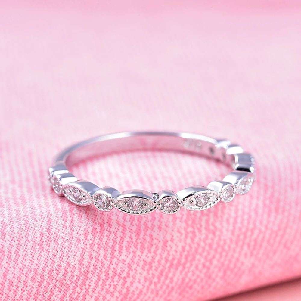 POLIVA Hot Selling Branded Women Jewelry White Gold Plated Fashion Couple Eternity Band 925 Sterling Silver Ring