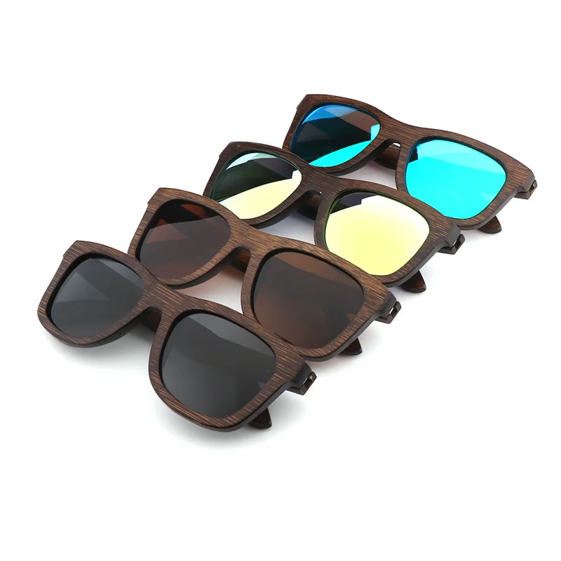 SOPEWOD Custom Lens Color Polarized TAC UV400 Natural Bamboo Wooden Sunglasses for Men Women